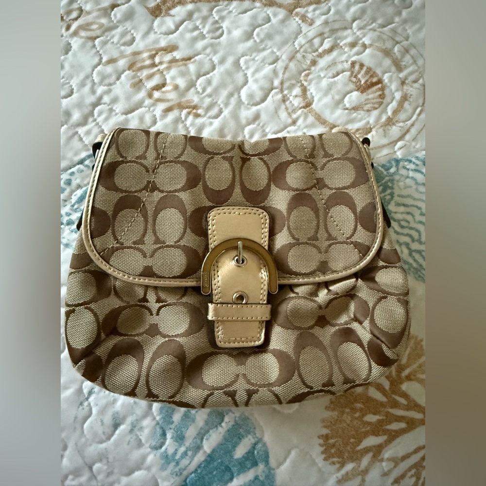 Coach Khaki/Tan Signature C style Buckle Crossbody Bag